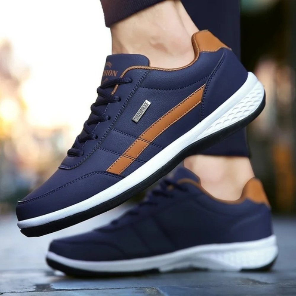 Leren Sneakers Heren Wit Zwart Blauw Orthopedische Ondersteuning Ademende Comfortschoenen voor Dagelijks Gebruik | Sulvida