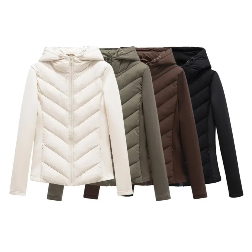 Gewatteerde Damesjack Herfst Winter met Capuchon Verborgen Zakken Warme Outdoorjas Stijlvol Comfort Dagelijks | Sulvida