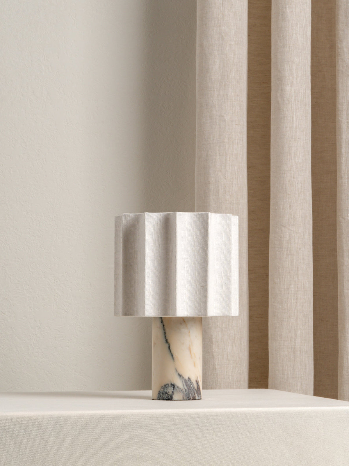 Draadloze Tafellamp Natuursteen met Linnen Kap 27.5cm Dimbaar LED Oplaadbaar Sfeervol Woonkamer Slaapkamer | Sulvida