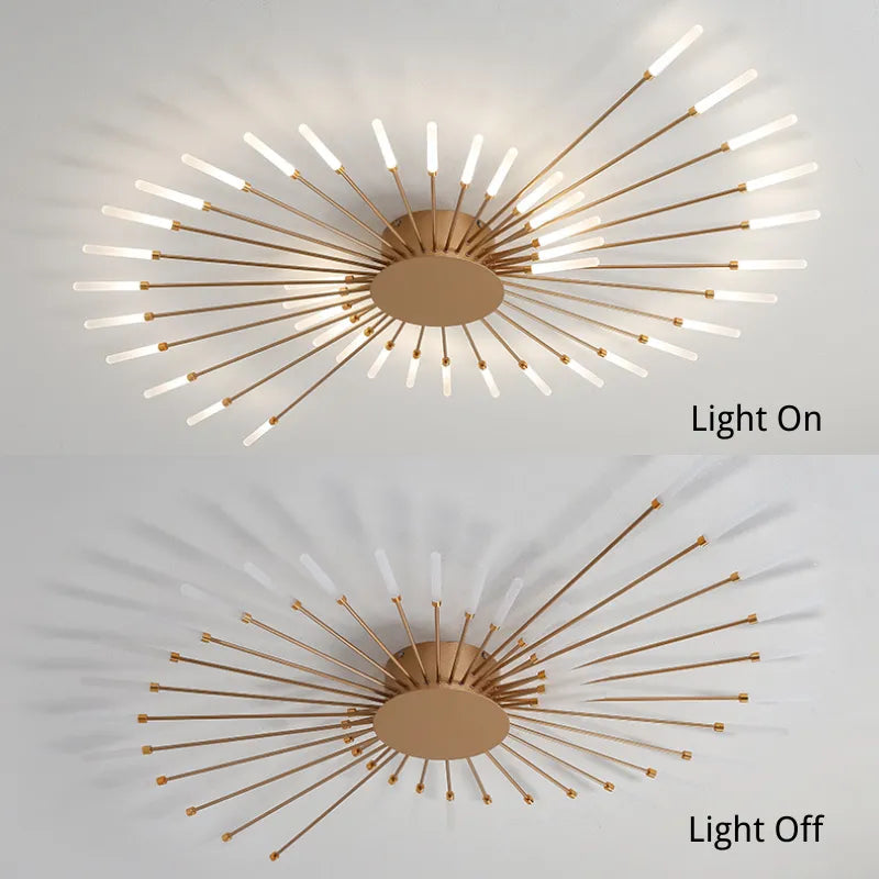 Plafondlamp vuurwerk-design zwart goud LED metaal acryl flush mount woonkamer slaapkamer modern luxe | Sulvida