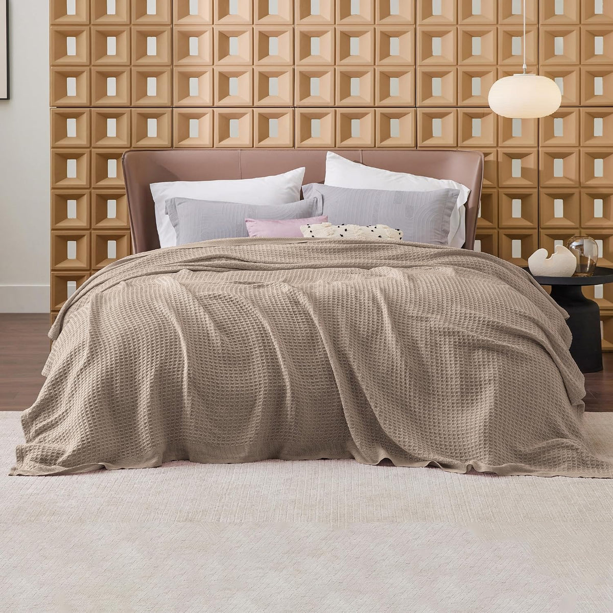 Katoenen Wafelweefsel Deken Queen Size Zacht Ademend Licht Luxe Zomerdeken voor Bed Bank Slaapkamer Comfort | Sulvida