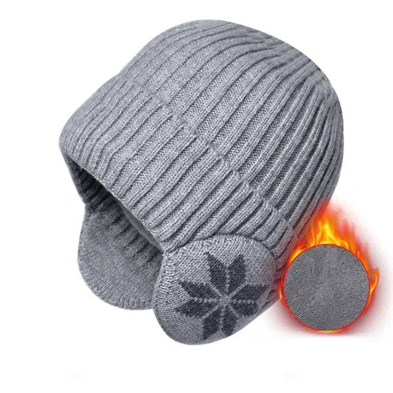 Gebreide Wintermuts met Oorwarmers Unisex Geruit Patroon Zachte Fleece Voering Rekbaar Warm Wintersport | Sulvida