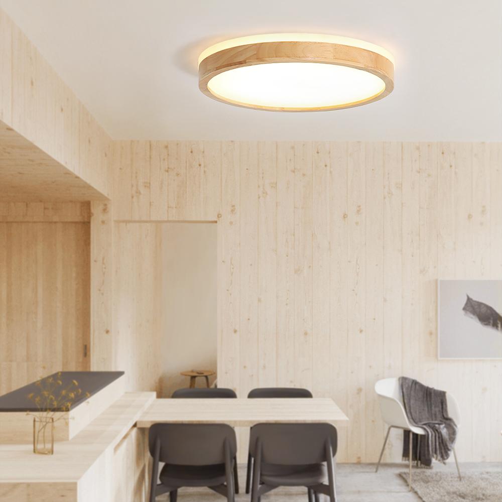 Ronde houten plafondlamp LED ultradun met 5 kleuren lichttemperaturen plafondverlichting modern dimbaar | Sulvida