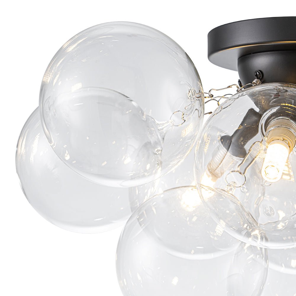 Semi-plafondlamp 3 lichtpunten messing helder glas bol bubble stijl moderne verlichting hal woonkamer | Sulvida