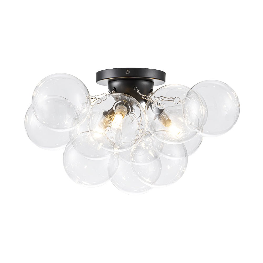 Semi-plafondlamp 3 lichtpunten messing helder glas bol bubble stijl moderne verlichting hal woonkamer | Sulvida