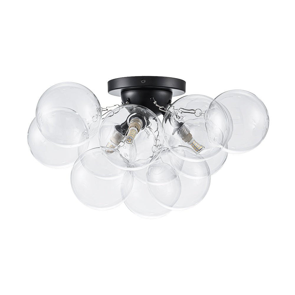 Semi-plafondlamp 3 lichtpunten messing helder glas bol bubble stijl moderne verlichting hal woonkamer | Sulvida