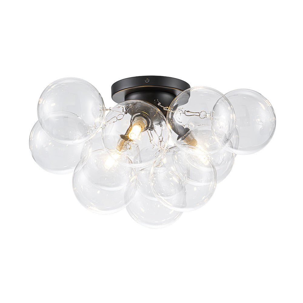 Semi-plafondlamp 3 lichtpunten messing helder glas bol bubble stijl moderne verlichting hal woonkamer | Sulvida
