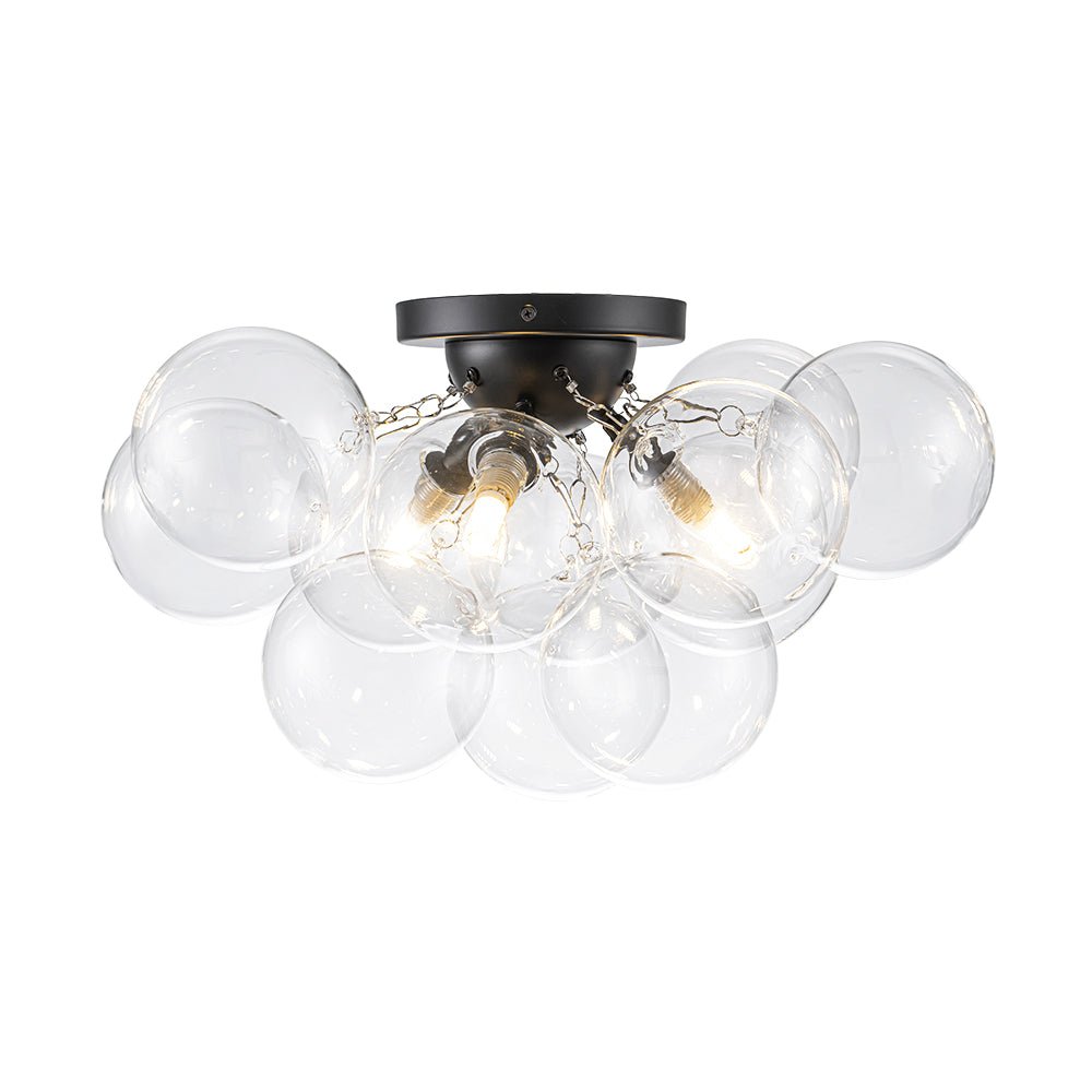 Semi-plafondlamp 3 lichtpunten messing helder glas bol bubble stijl moderne verlichting hal woonkamer | Sulvida
