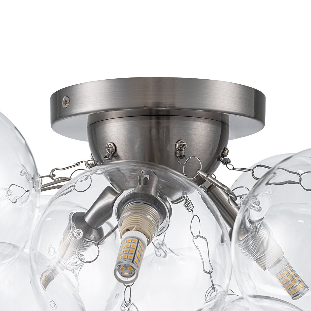 Semi-plafondlamp 3 lichtpunten messing helder glas bol bubble stijl moderne verlichting hal woonkamer | Sulvida