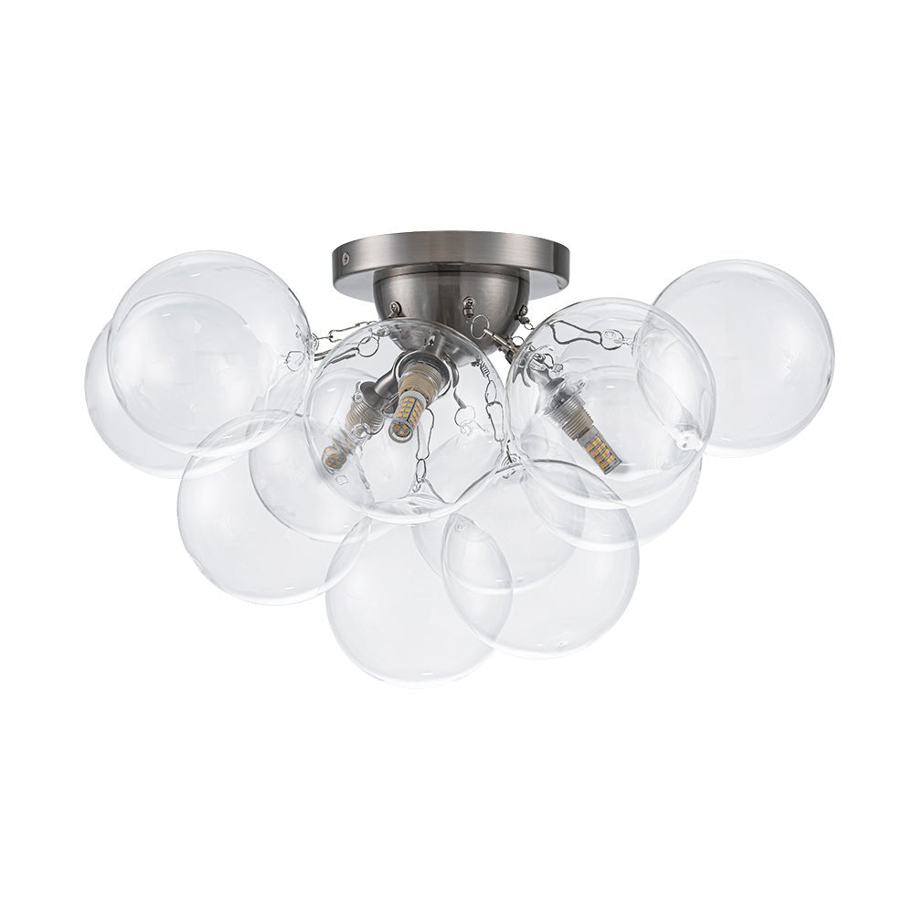 Semi-plafondlamp 3 lichtpunten messing helder glas bol bubble stijl moderne verlichting hal woonkamer | Sulvida