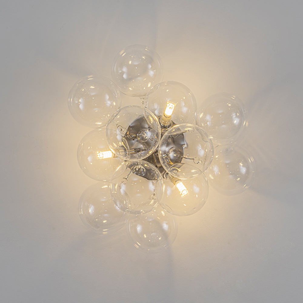Semi-plafondlamp 3 lichtpunten messing helder glas bol bubble stijl moderne verlichting hal woonkamer | Sulvida