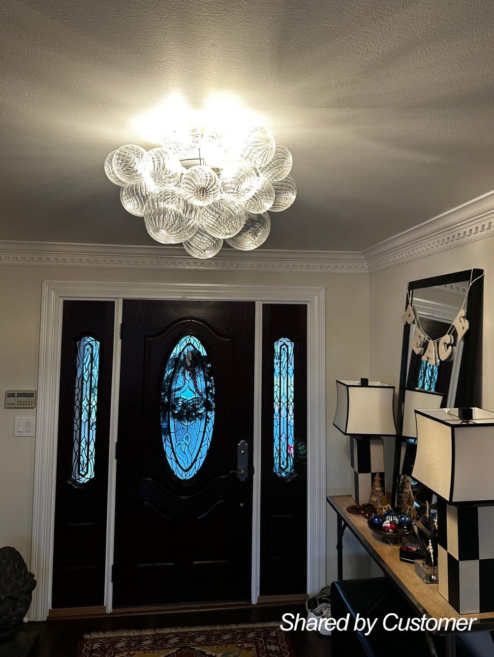 Glazen Plafondbel Kroonluchter Goudkleurig 3-Lichts Ribbel Bubble Plafondlamp Moderne Woonkamer Slaapkamer | Sulvida