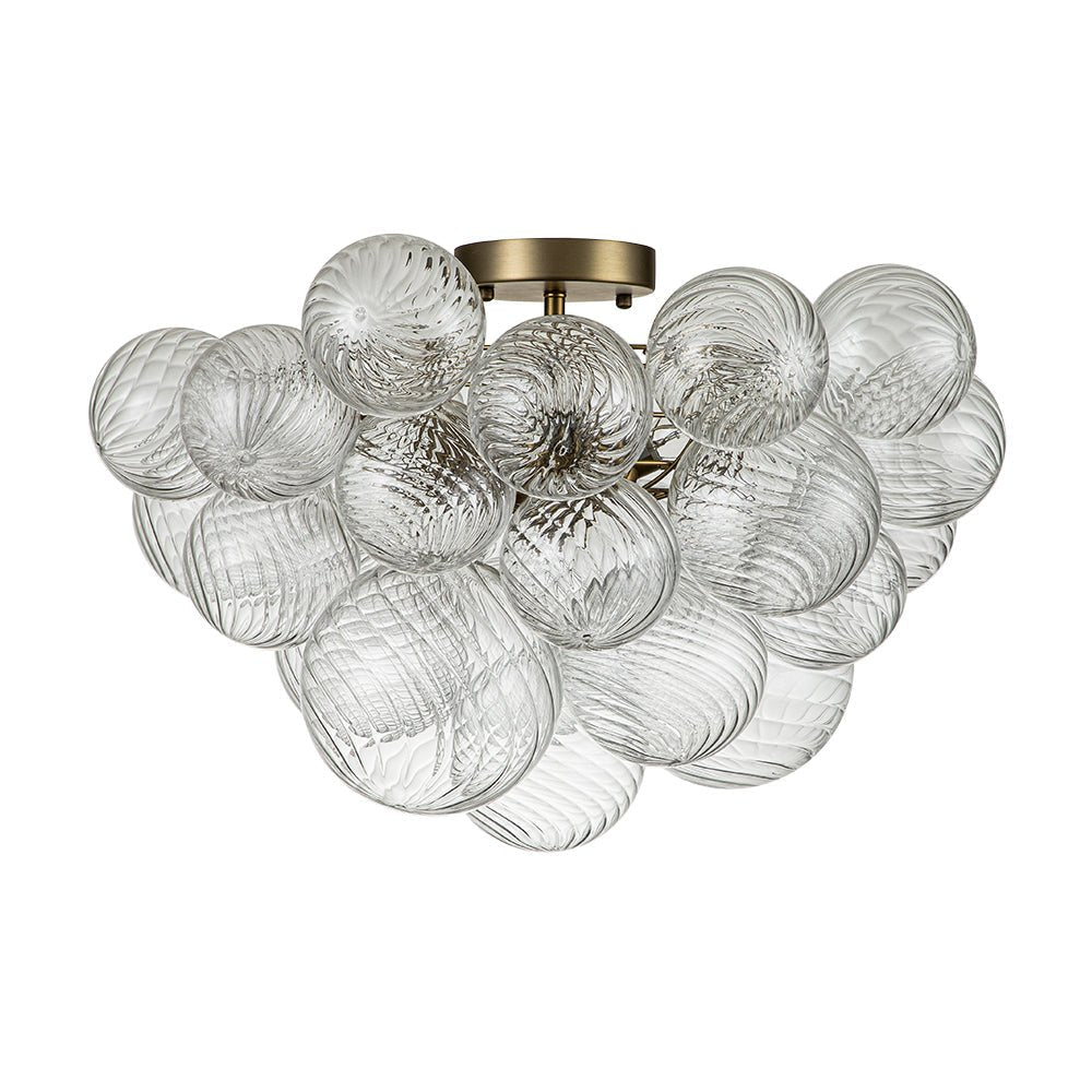 Glazen Plafondbel Kroonluchter Goudkleurig 3-Lichts Ribbel Bubble Plafondlamp Moderne Woonkamer Slaapkamer | Sulvida