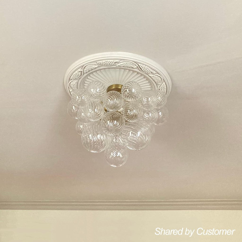 Glazen Plafondbel Kroonluchter Goudkleurig 3-Lichts Ribbel Bubble Plafondlamp Moderne Woonkamer Slaapkamer | Sulvida