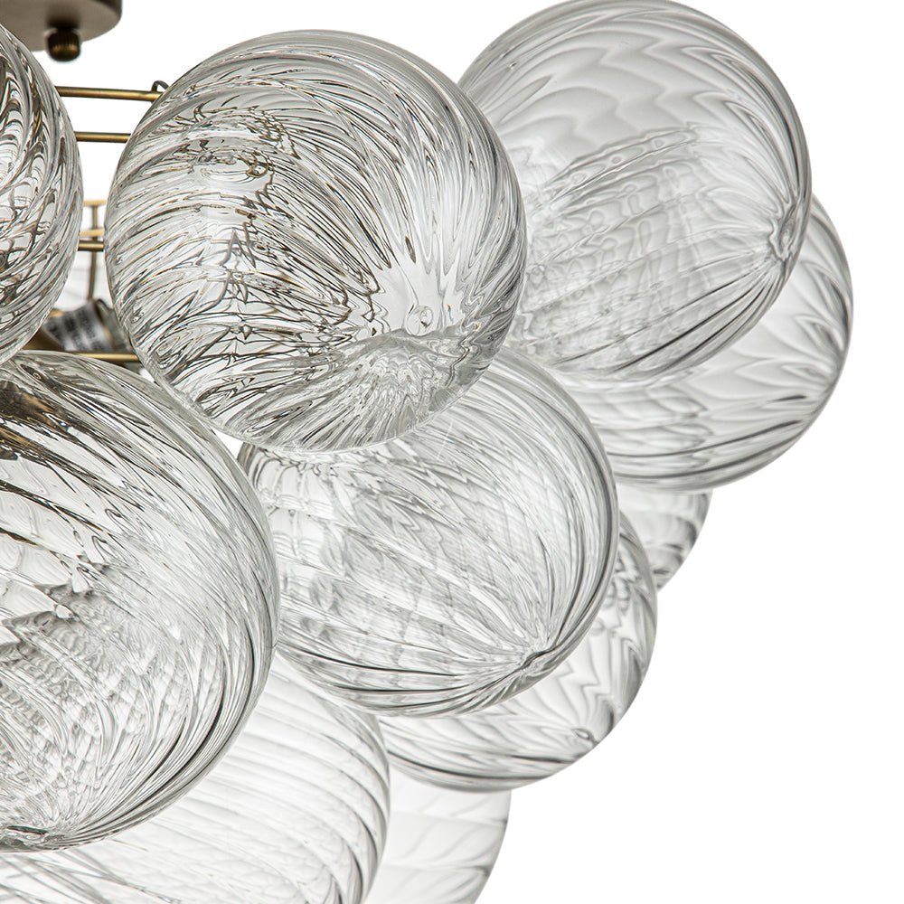 Plafondlamp Geribbeld Glas 3 Lichtpunten Bubble Chroom Messing Modern Woonkamer Eetkamer Hanglamp Semi-Flush | Sulvida