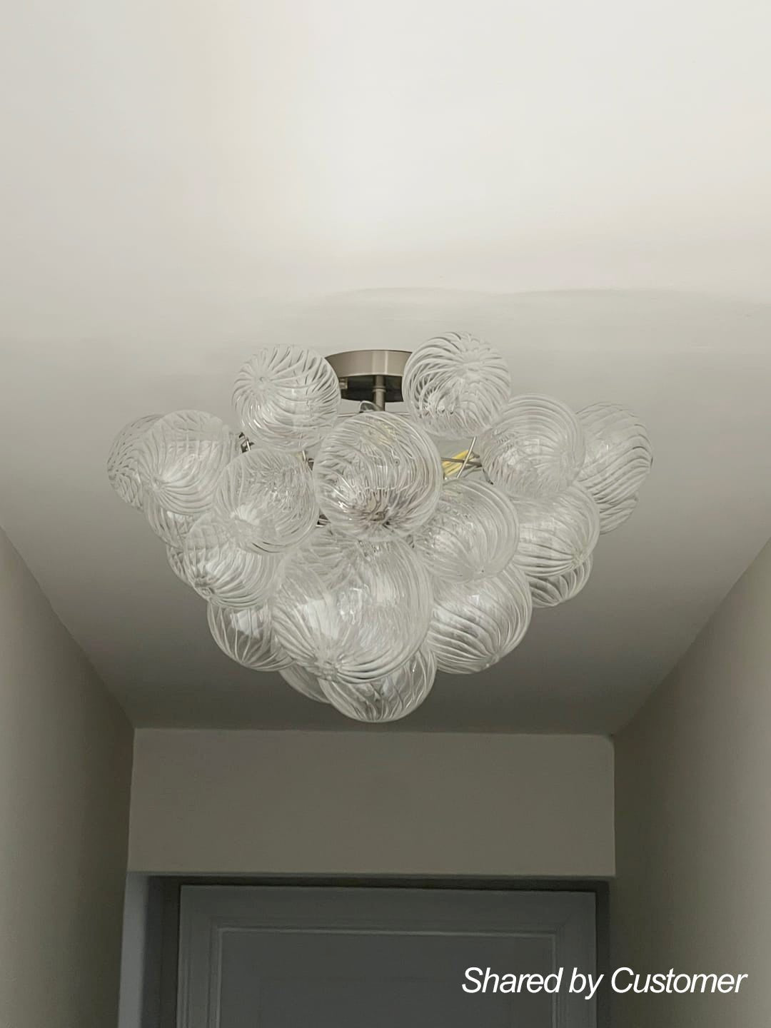 Plafondlamp Geribbeld Glas 3 Lichtpunten Bubble Chroom Messing Modern Woonkamer Eetkamer Hanglamp Semi-Flush | Sulvida