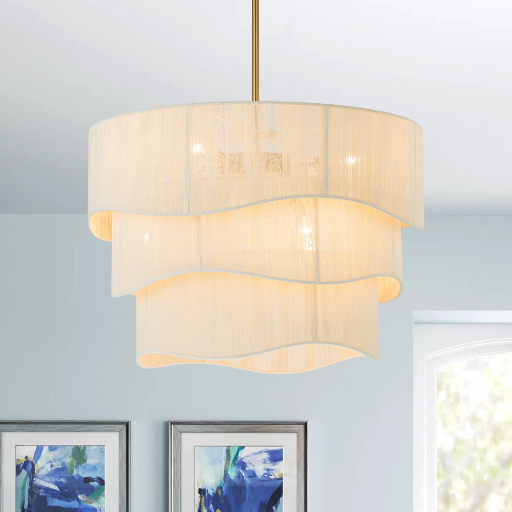 Hanglamp Gelaagd Beige Geweven Touw Ø70cm Boho Sfeerverlichting Eetkamer Woonkamer Entree 6-Lichts E12 | Sulvida