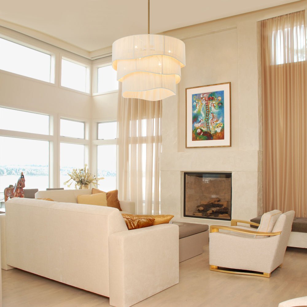 Hanglamp Gelaagd Beige Geweven Touw Ø70cm Boho Sfeerverlichting Eetkamer Woonkamer Entree 6-Lichts E12 | Sulvida