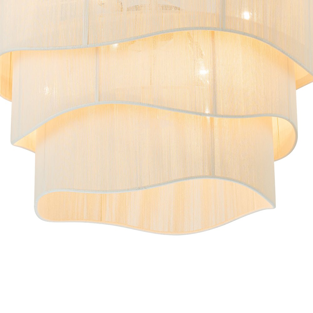 Hanglamp Gelaagd Beige Geweven Touw Ø70cm Boho Sfeerverlichting Eetkamer Woonkamer Entree 6-Lichts E12 | Sulvida