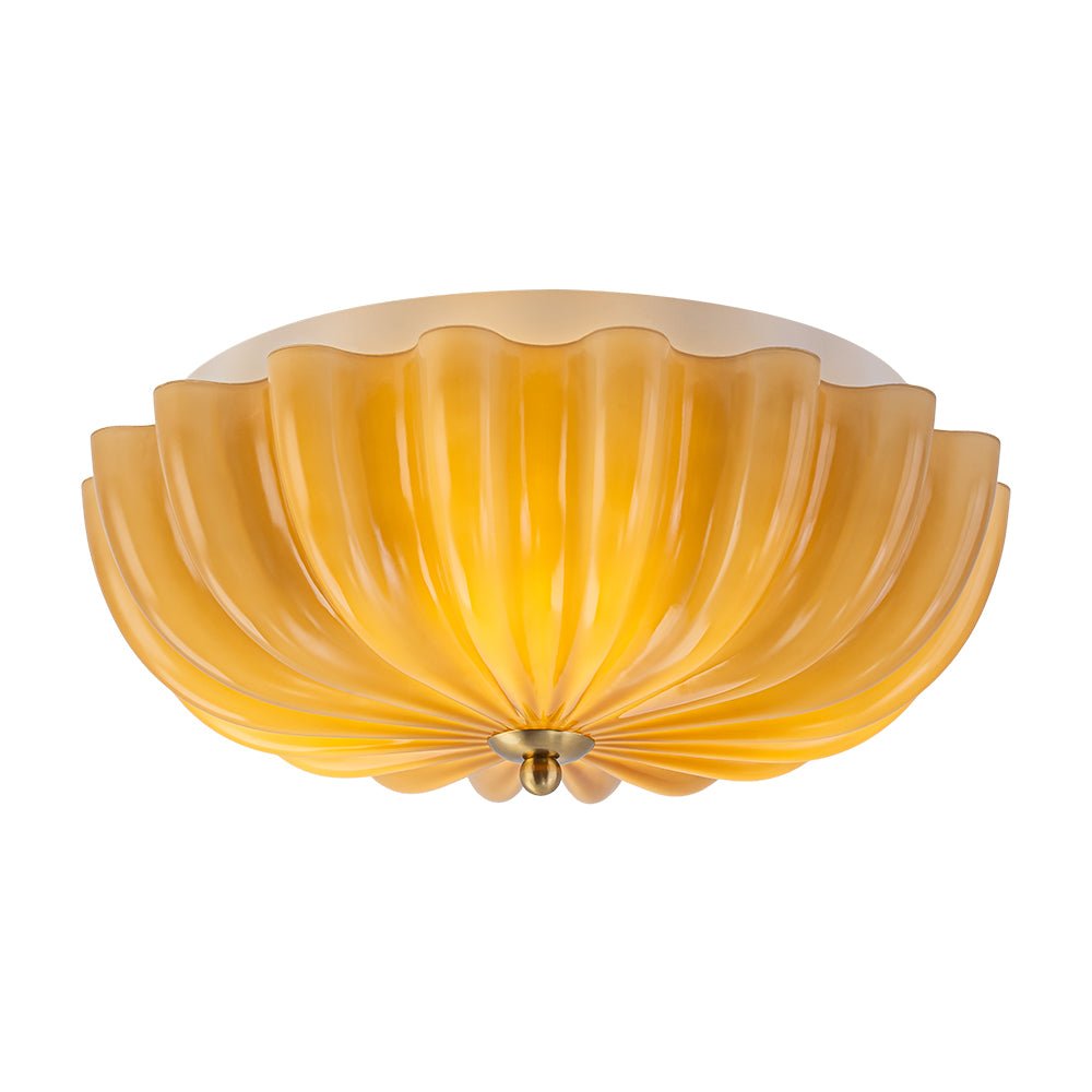 Glazen Plafondlamp Geplooide Bloem Semi Flush Mount Roze Bruin Art Deco 3-Lichts Vintage Verlichting | Sulvida