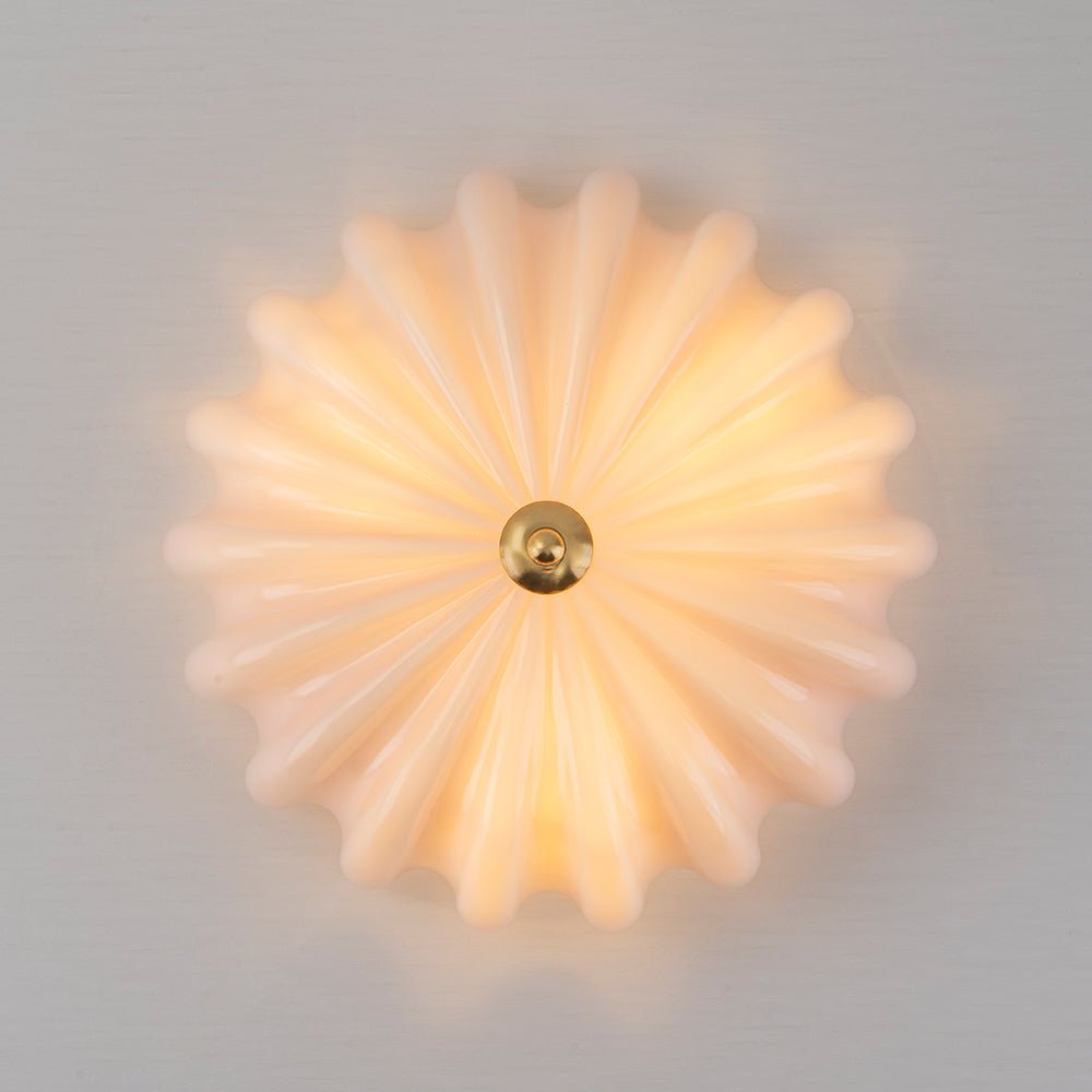 Glazen Plafondlamp Geplooide Bloem Semi Flush Mount Roze Bruin Art Deco 3-Lichts Vintage Verlichting | Sulvida