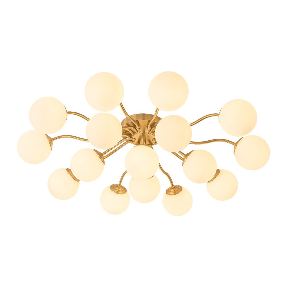 Plafondlamp Geborsteld Messing met Melkglazen Bollen Modern Design 6/11/16 Lichtpunten Dimbaar Sputnik Stijl | Sulvida