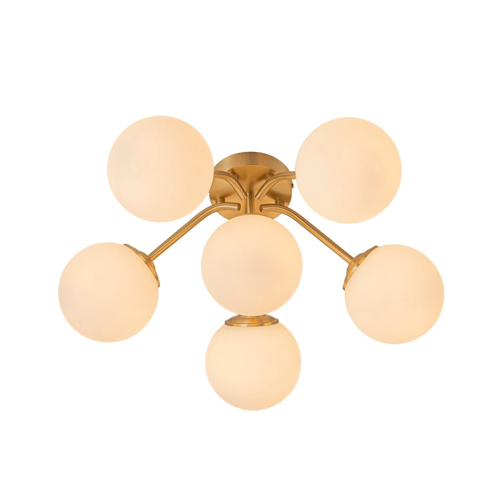 Plafondlamp Geborsteld Messing met Melkglazen Bollen Modern Design 6/11/16 Lichtpunten Dimbaar Sputnik Stijl | Sulvida