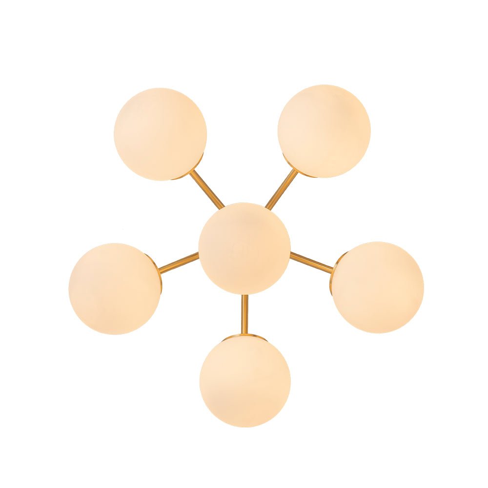 Plafondlamp Geborsteld Messing met Melkglazen Bollen Modern Design 6/11/16 Lichtpunten Dimbaar Sputnik Stijl | Sulvida