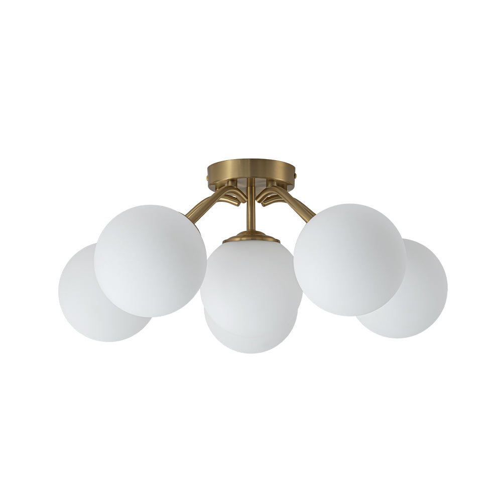 Plafondlamp Geborsteld Messing met Melkglazen Bollen Modern Design 6/11/16 Lichtpunten Dimbaar Sputnik Stijl | Sulvida