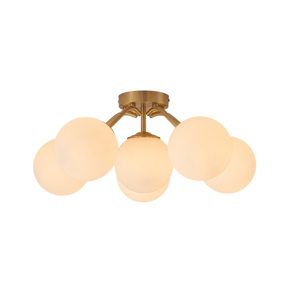Plafondlamp Geborsteld Messing met Melkglazen Bollen Modern Design 6/11/16 Lichtpunten Dimbaar Sputnik Stijl | Sulvida