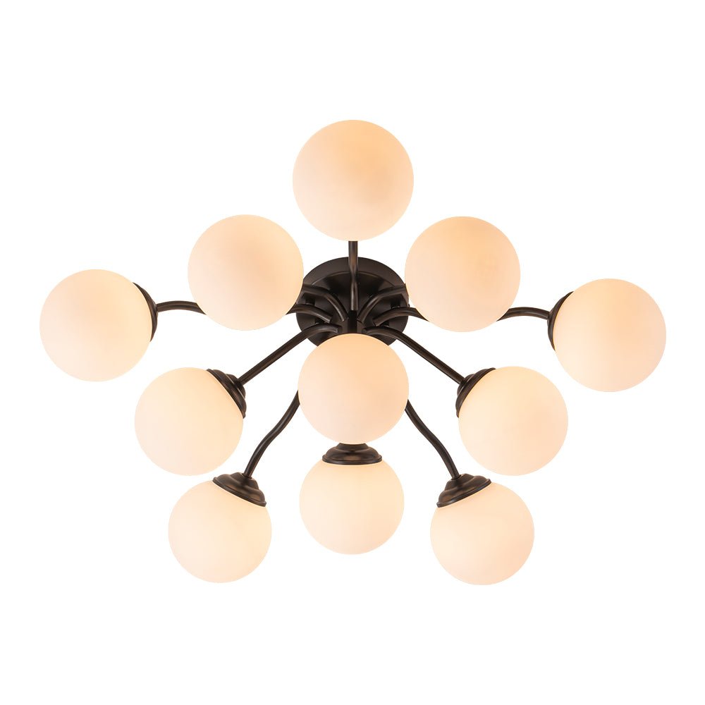 Plafondlamp Geborsteld Messing met Melkglazen Bollen Modern Design 6/11/16 Lichtpunten Dimbaar Sputnik Stijl | Sulvida