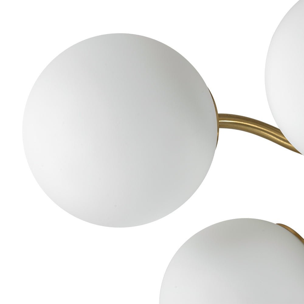 Plafondlamp Geborsteld Messing met Melkglazen Bollen Modern Design 6/11/16 Lichtpunten Dimbaar Sputnik Stijl | Sulvida