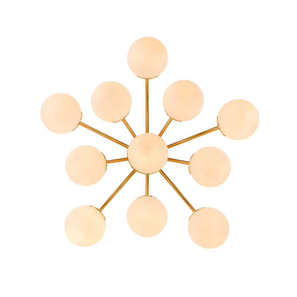 Plafondlamp Geborsteld Messing met Melkglazen Bollen Modern Design 6/11/16 Lichtpunten Dimbaar Sputnik Stijl | Sulvida