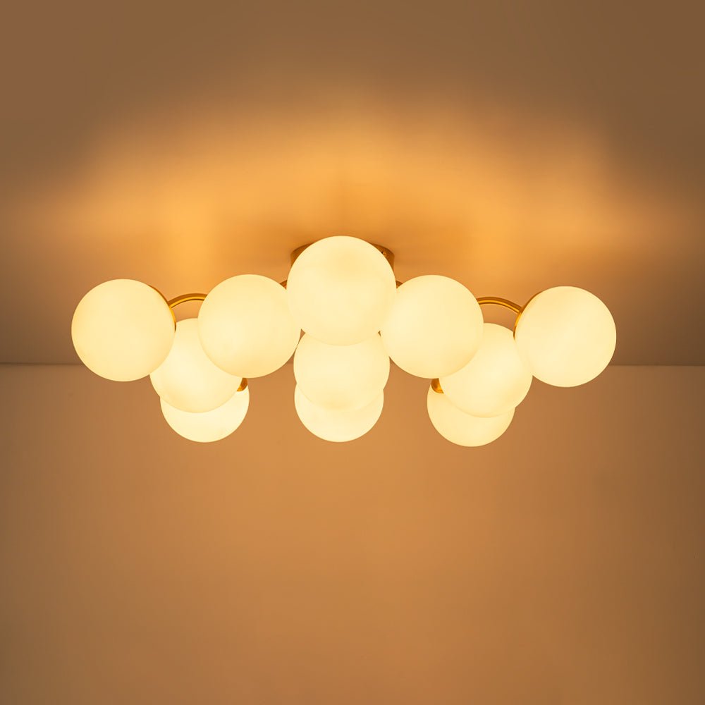 Plafondlamp Geborsteld Messing met Melkglazen Bollen Modern Design 6/11/16 Lichtpunten Dimbaar Sputnik Stijl | Sulvida