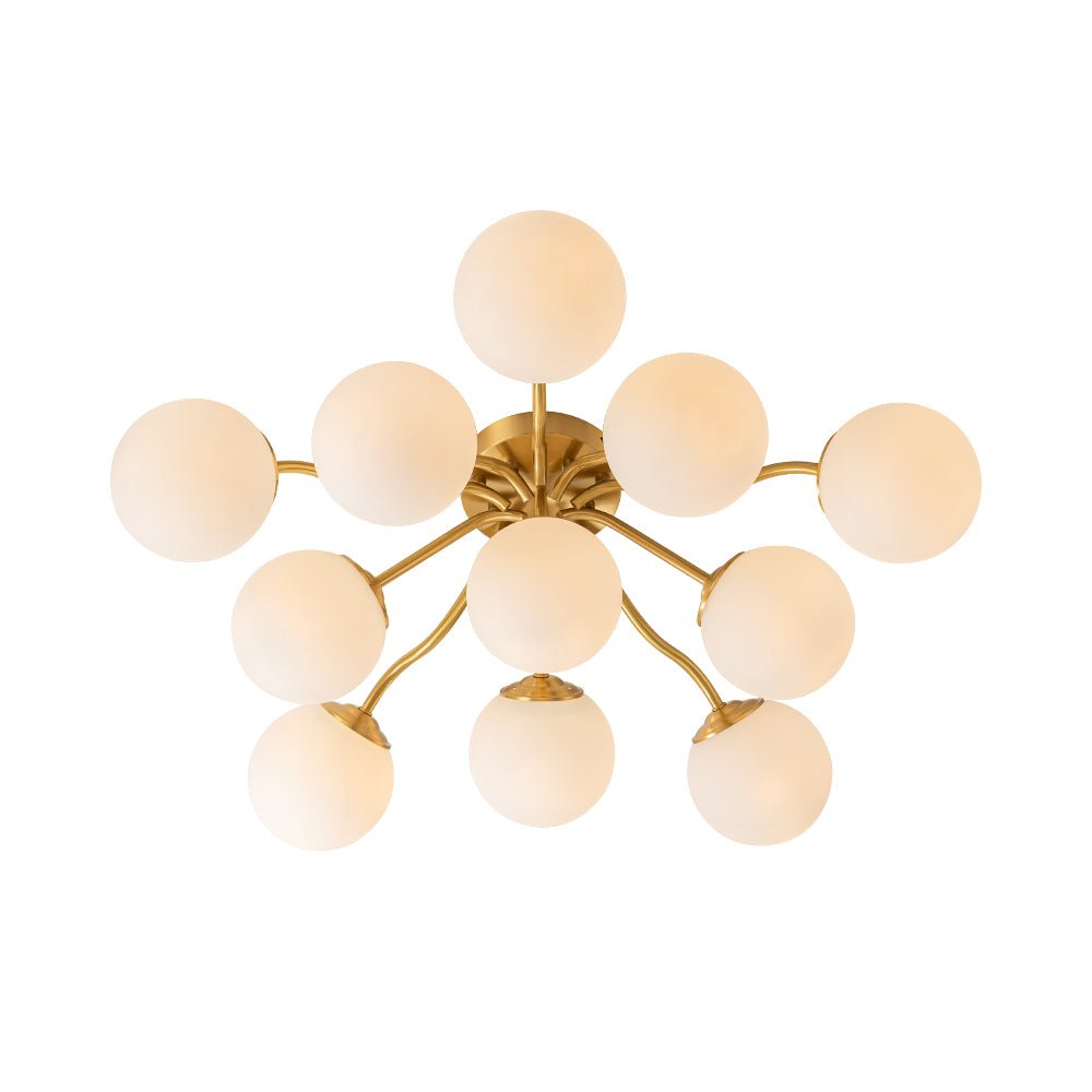 Plafondlamp Geborsteld Messing met Melkglazen Bollen Modern Design 6/11/16 Lichtpunten Dimbaar Sputnik Stijl | Sulvida