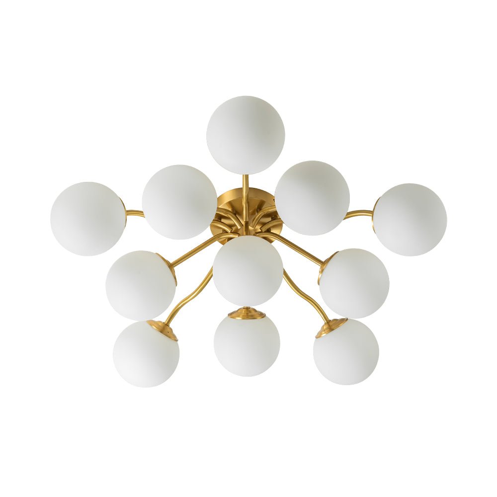 Plafondlamp Geborsteld Messing met Melkglazen Bollen Modern Design 6/11/16 Lichtpunten Dimbaar Sputnik Stijl | Sulvida