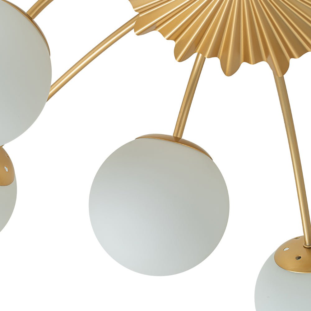 Glazen Bubble Kroonluchter 12 Lichtpunten Semi-Plafond Opaal Wit Glas Messing Chroom Zwart Moderne Hanglamp | Sulvida