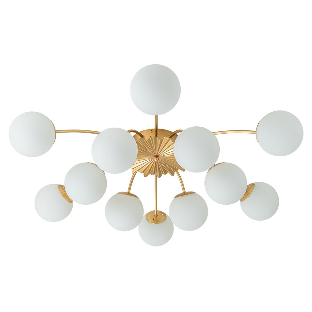 Glazen Bubble Kroonluchter 12 Lichtpunten Semi-Plafond Opaal Wit Glas Messing Chroom Zwart Moderne Hanglamp | Sulvida