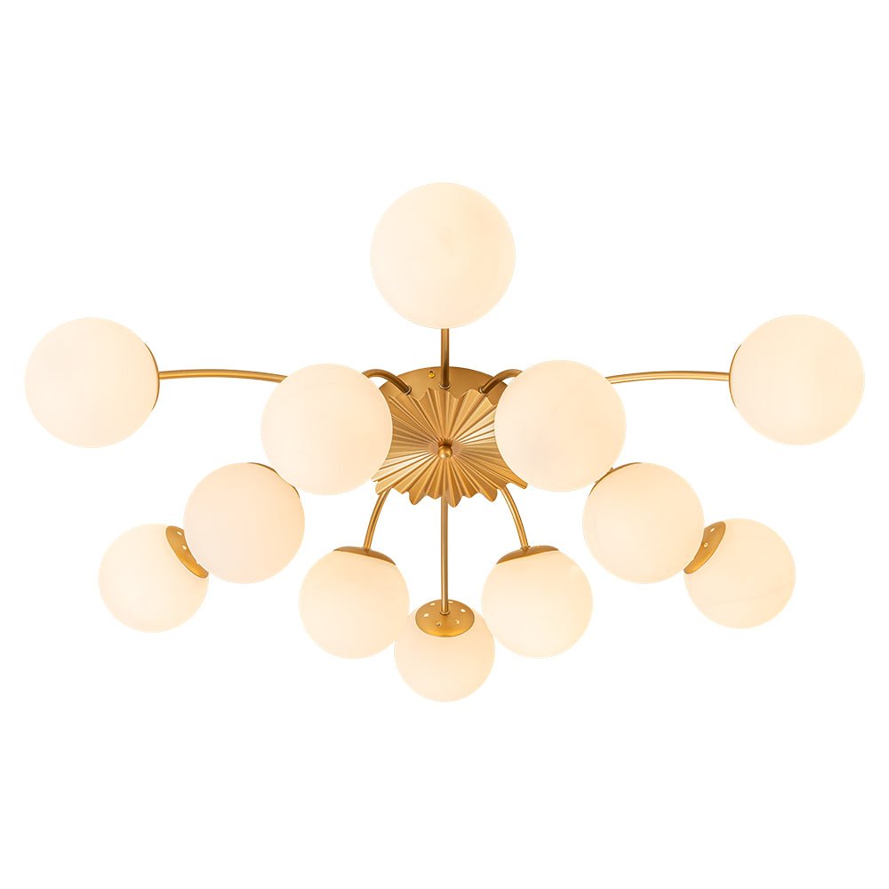 Glazen Bubble Kroonluchter 12 Lichtpunten Semi-Plafond Opaal Wit Glas Messing Chroom Zwart Moderne Hanglamp | Sulvida