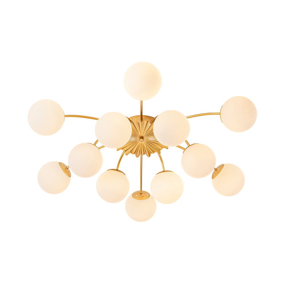 Glazen Bubble Kroonluchter 12 Lichtpunten Semi-Plafond Opaal Wit Glas Messing Chroom Zwart Moderne Hanglamp | Sulvida