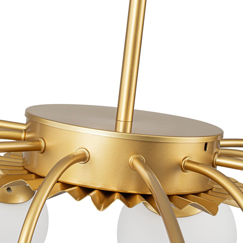 Glazen Bubble Kroonluchter 12 Lichtpunten Semi-Plafond Opaal Wit Glas Messing Chroom Zwart Moderne Hanglamp | Sulvida