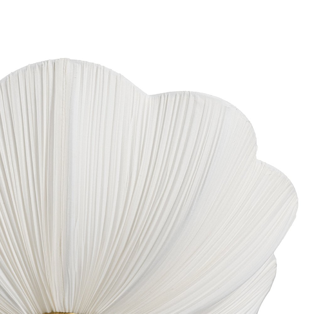 Plafondlamp plissé ivoor stof bloem 3 lichtpunten E26 mat messing mid-century modern design woonkamer slaapkamer | Sulvida
