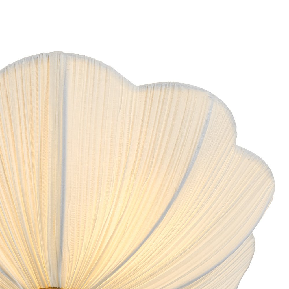 Plafondlamp plissé ivoor stof bloem 3 lichtpunten E26 mat messing mid-century modern design woonkamer slaapkamer | Sulvida