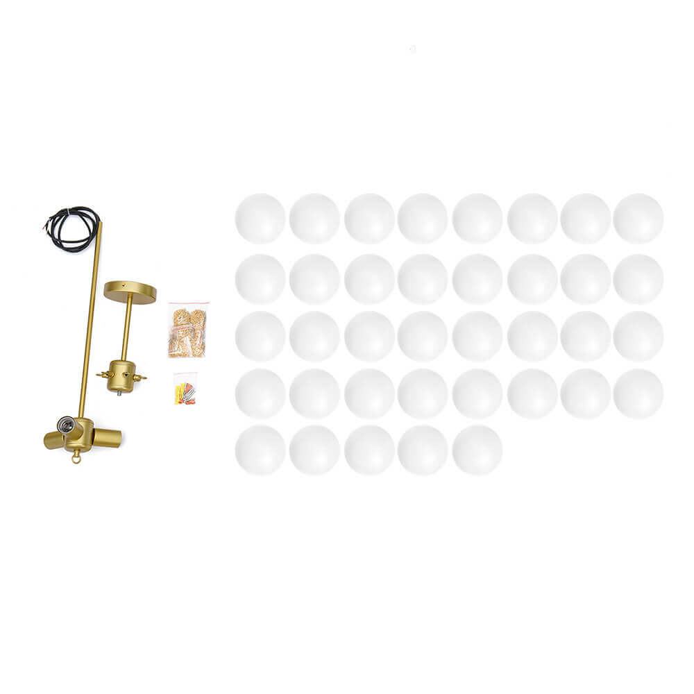 Glazen Bellenhanglamp Mat Opaal Cluster 19 of 37 Bollen Goud Zwart Modern Design Eetkamer Woonkamer E26 | Sulvida