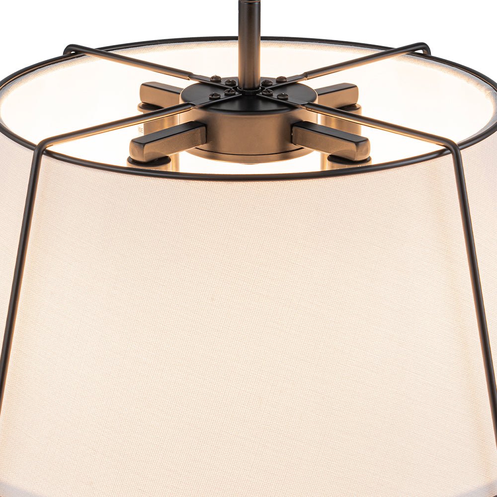 Plafondlamp Linnen Drum Vorm Messing Nikkel Semi-Flush Mount 4 Lichtpunten Klassiek Elegant Woonkamer | Sulvida