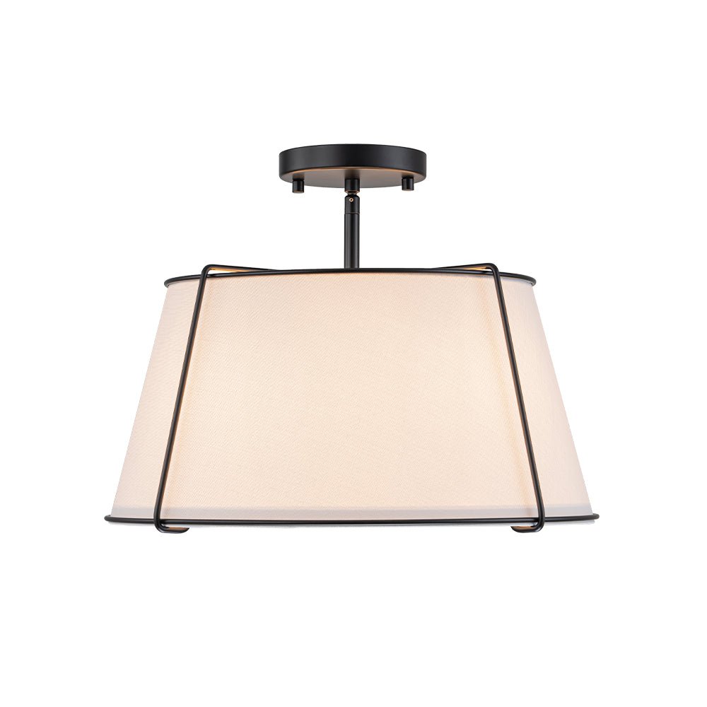 Plafondlamp Linnen Drum Vorm Messing Nikkel Semi-Flush Mount 4 Lichtpunten Klassiek Elegant Woonkamer | Sulvida