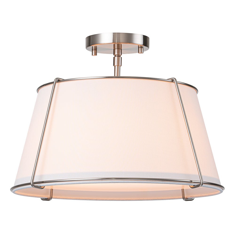 Plafondlamp Linnen Drum Vorm Messing Nikkel Semi-Flush Mount 4 Lichtpunten Klassiek Elegant Woonkamer | Sulvida