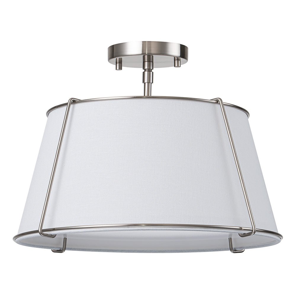 Plafondlamp Linnen Drum Vorm Messing Nikkel Semi-Flush Mount 4 Lichtpunten Klassiek Elegant Woonkamer | Sulvida
