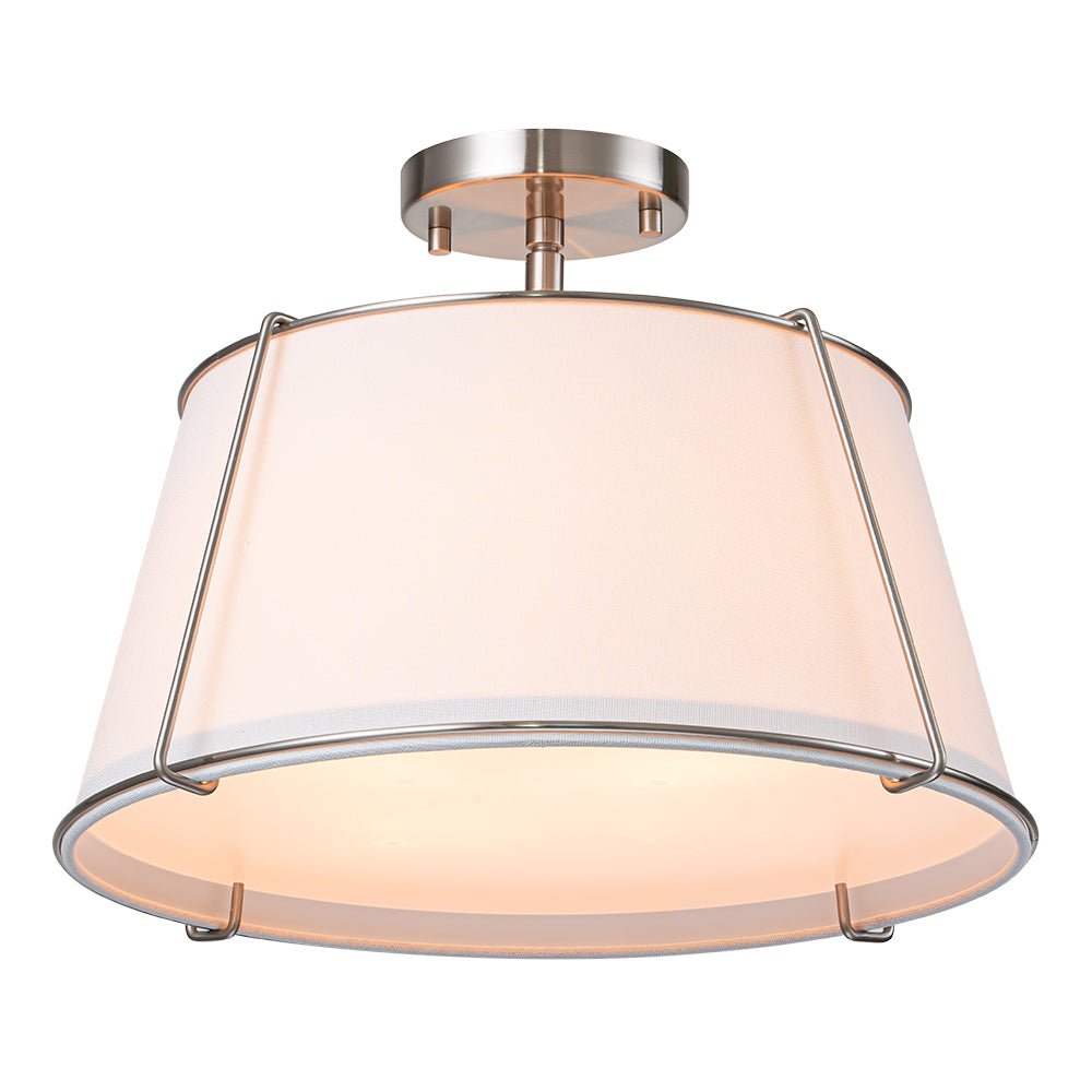 Plafondlamp Linnen Drum Vorm Messing Nikkel Semi-Flush Mount 4 Lichtpunten Klassiek Elegant Woonkamer | Sulvida