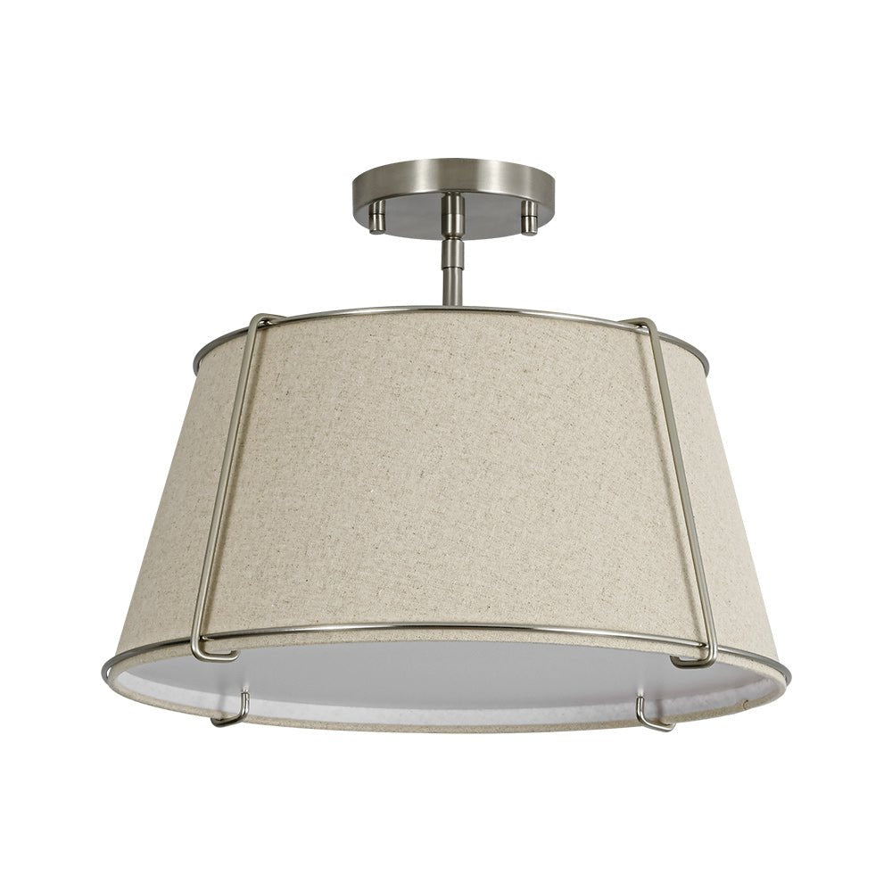 Plafondlamp Linnen Drum Vorm Messing Nikkel Semi-Flush Mount 4 Lichtpunten Klassiek Elegant Woonkamer | Sulvida